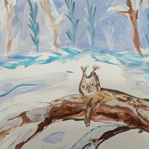 Рысь  на дереве