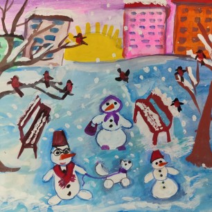 Мама, папа , я- снежная семья!