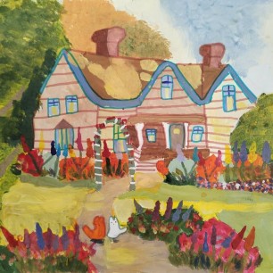 Собачка в гостях у кошечек