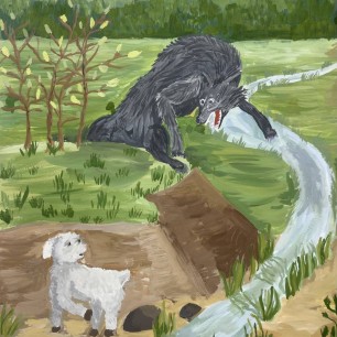 Иллюстрация к басне И.К.Крылова «Волк и ягненок»