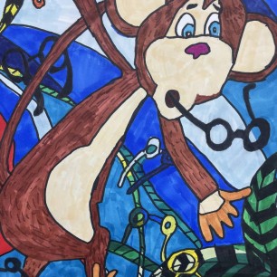 Иллюстрация к басне «Мартышка и очки»