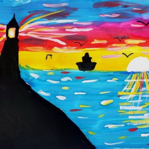 Прекрасный вечер на море. Маяк.