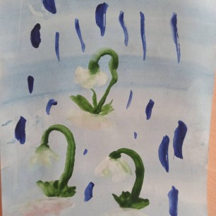 Подснежники под весенним дождем