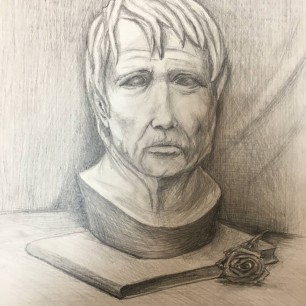 Графический натюрморт. Гипсовая голова.