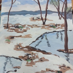 Пейзаж с лужами