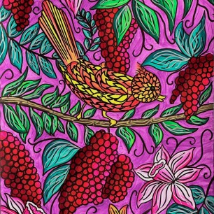 Птица в цветущем саду