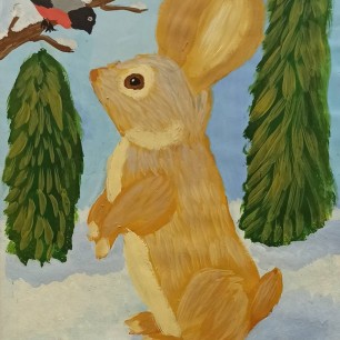 Зайчик и птичка