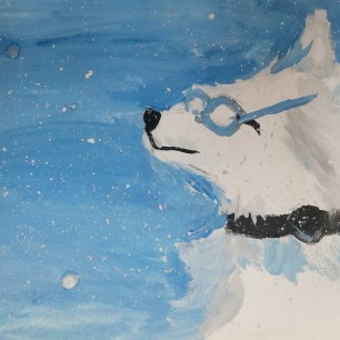 Белая собака в очках