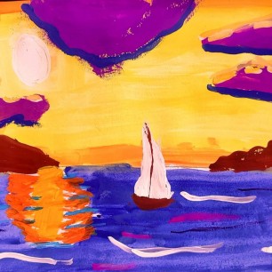 Стихия красок заката на море.