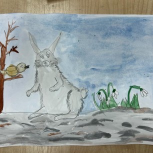 Заяц и птенец