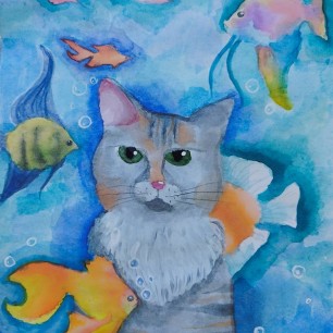 Кот и рыбки