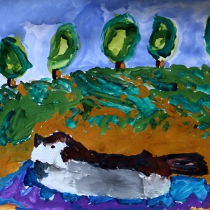 "Воробей купается в луже"