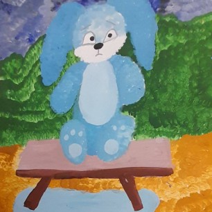 Под дождем остался зайка...