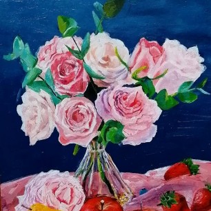 Розы с фруктами