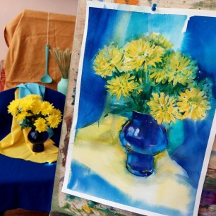 Желтые хризантемы