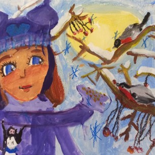 Угощаю снегирей