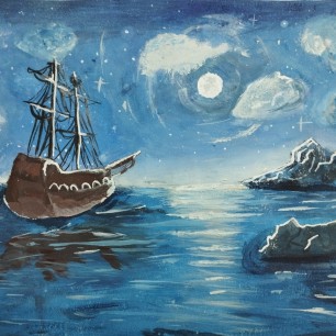 Лунная ночь в море