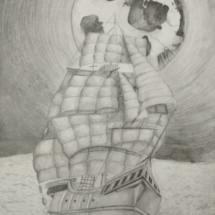 Корабль при свете луны