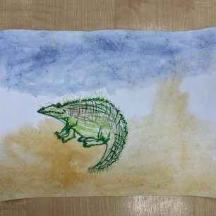 Крокодил на песке