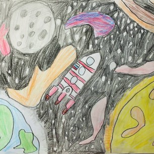 Рисунок «Межпланетный полёт!»