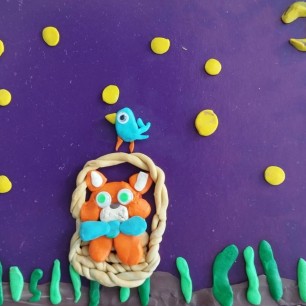 Котик с птичкой