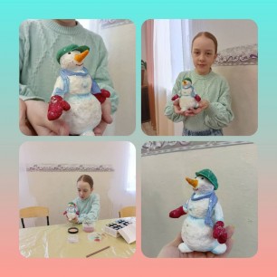 Ватная игрушка- сувенир " Снеговик"