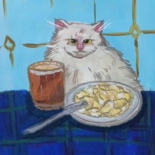 Кот и пельмени