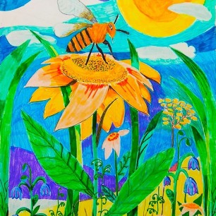 Пчела на цветке