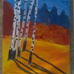 Осенний пейзаж с берёзками