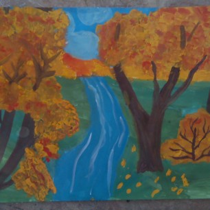 Осенний пейзаж с речкой