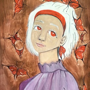 Окружённая прекрасными красными