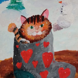 Кот в валенке