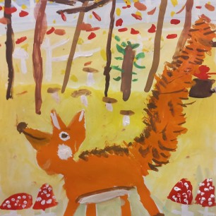 Лиса в осеннем лесу