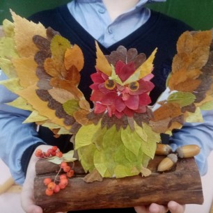 Сова- мудрая голова, уши торчком, нос крючком