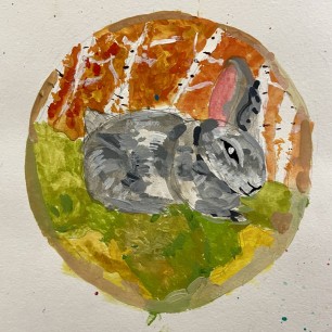 Зайчик в осеннем лесу