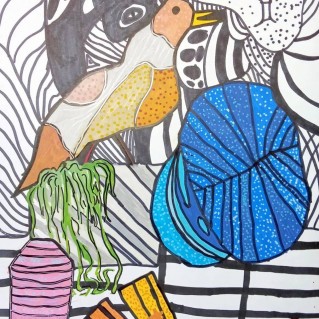 Игра линий: натюрморт с птицей