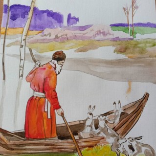 По страницам произведений Н.А. Некрасова (рисунок к рассказу "Дед Мазай и зайцы")