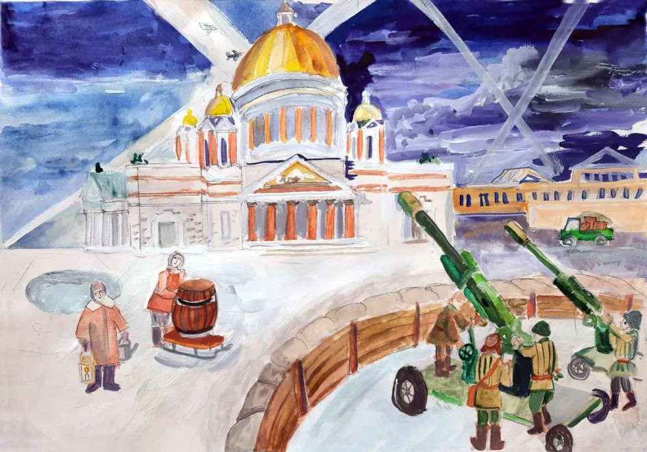 Зенитная батарея перед Исаакиевским собором (Ленинград) в дни блокады