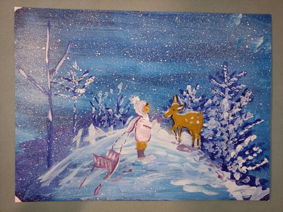 Оленёнок и девочка