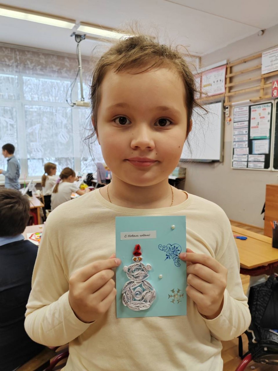 Новогодняя открытка "Снеговик"