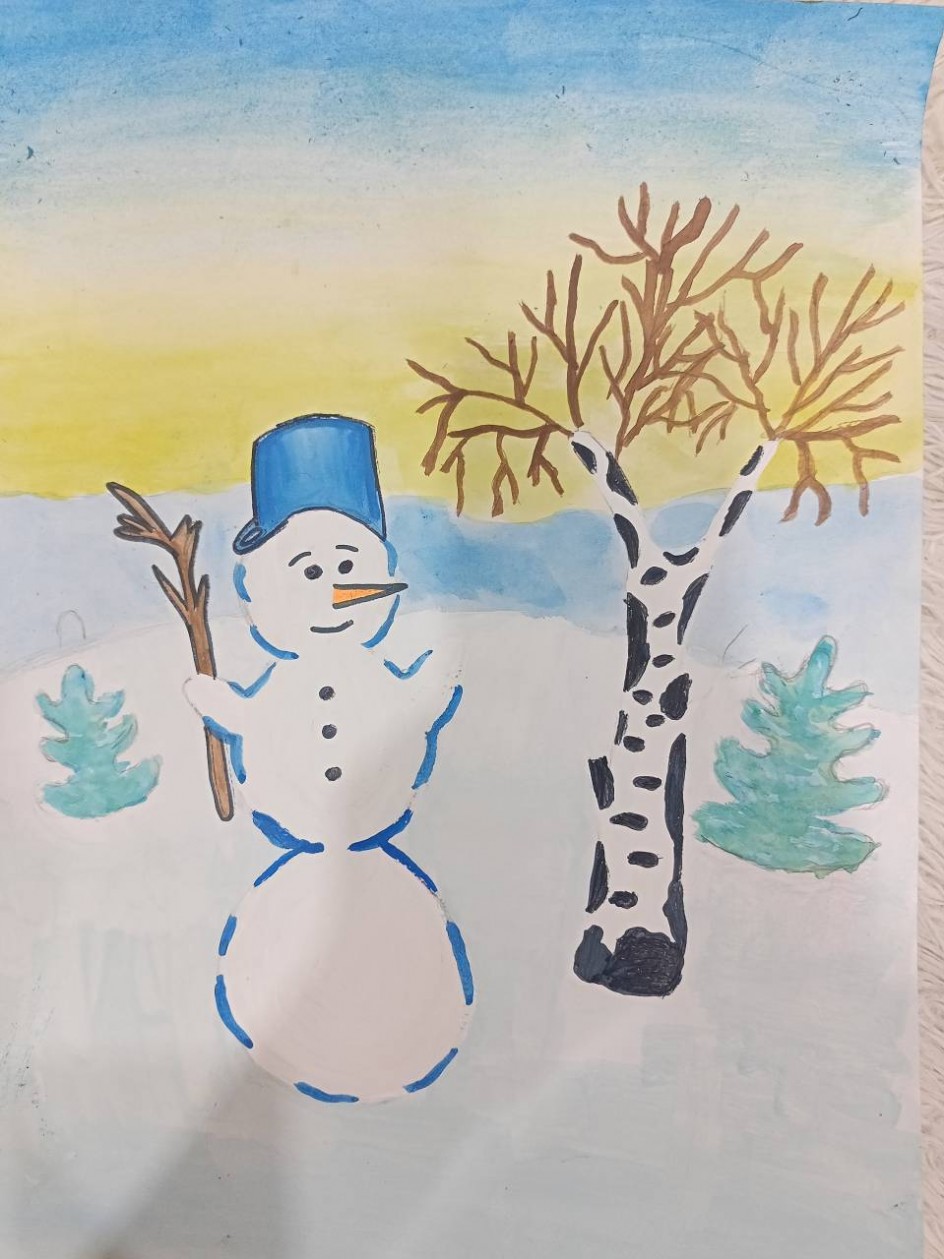 Снеговик и дерево