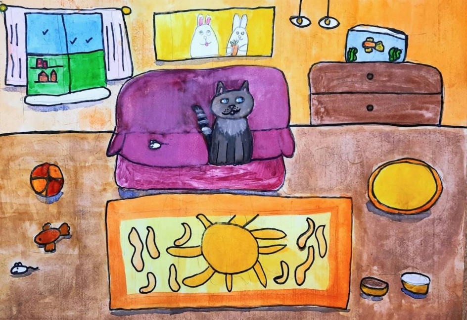 Котик в домике.
