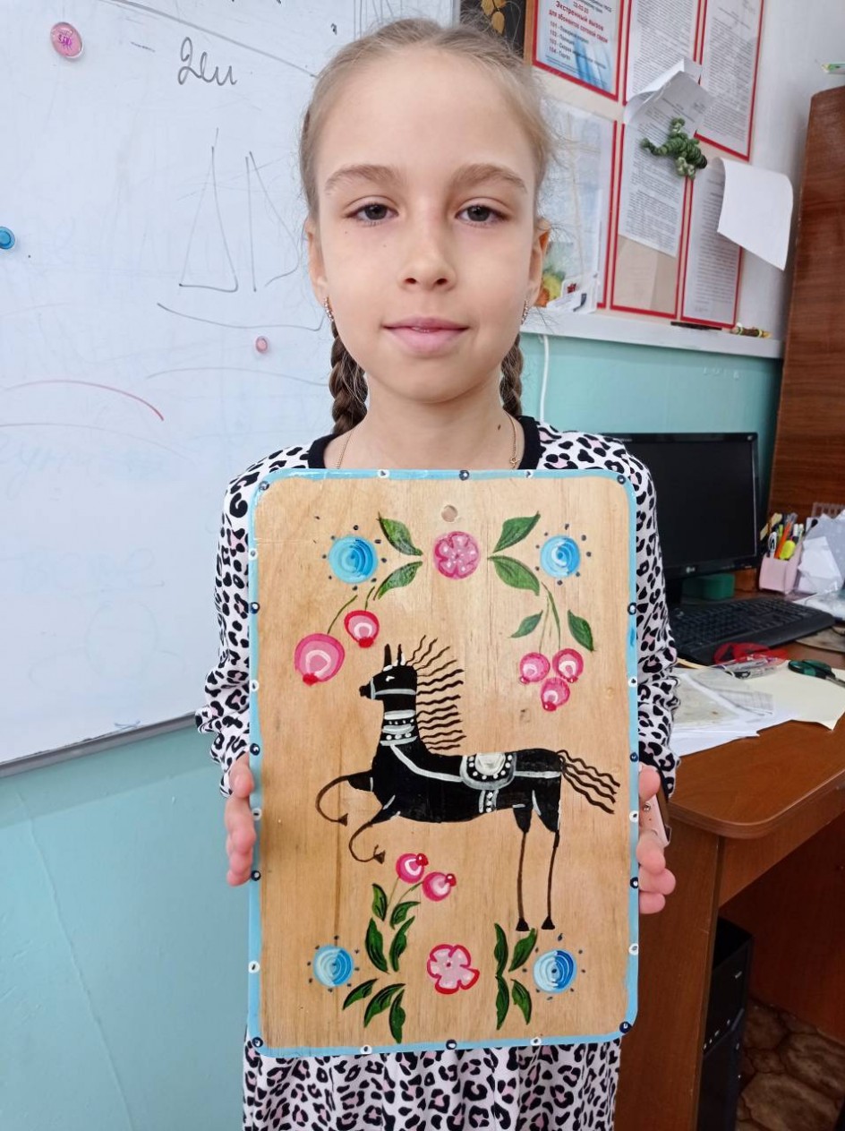 Разделочная доска "Городецкий конь"