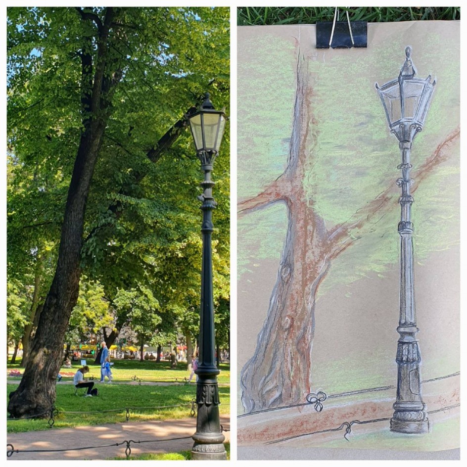 Пленэр в Исаакиевском сквере, практика.