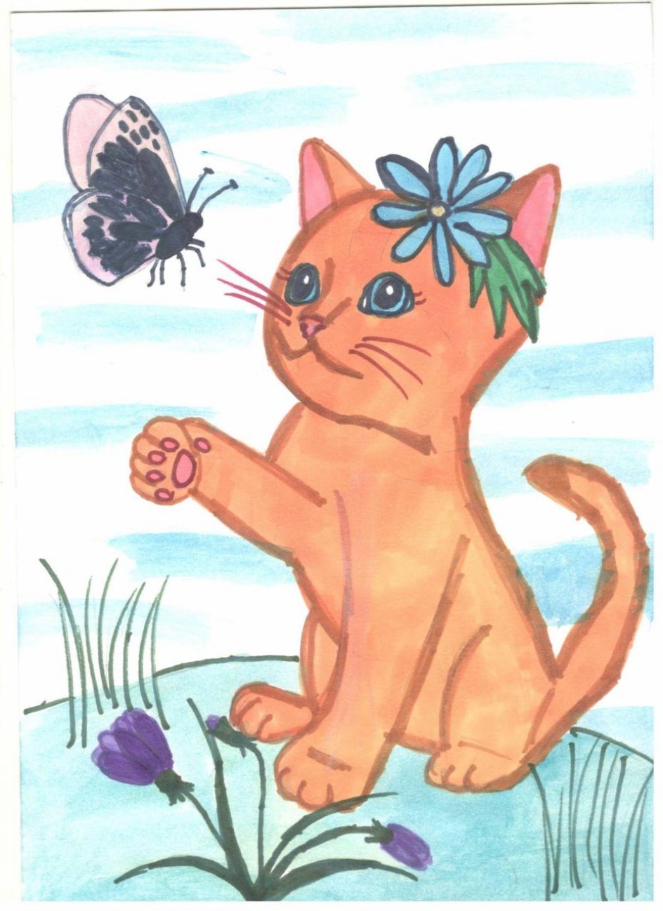 Кот и бабочка