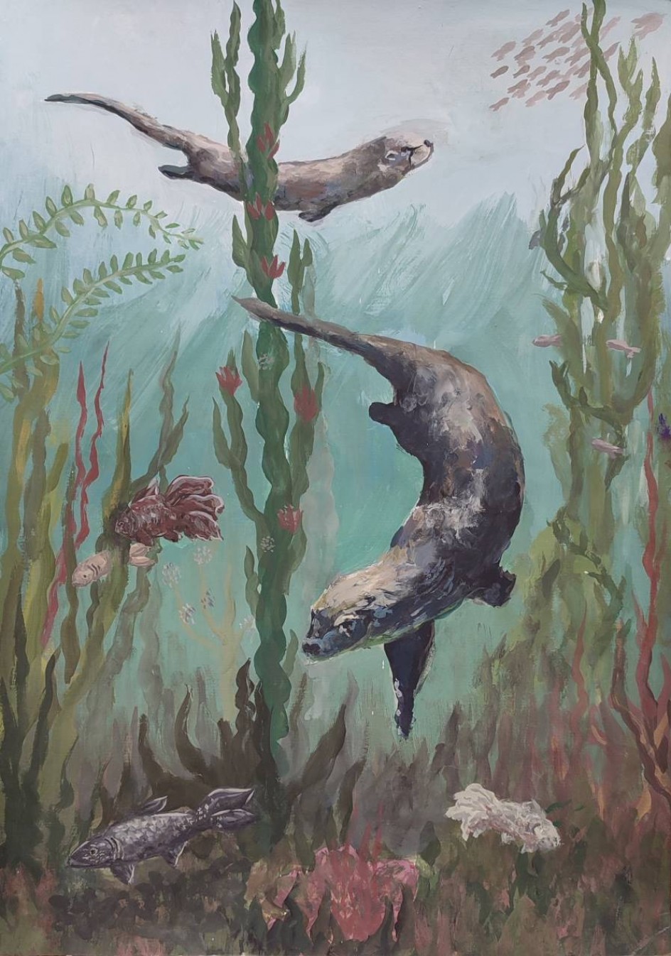 Выдры на охоте