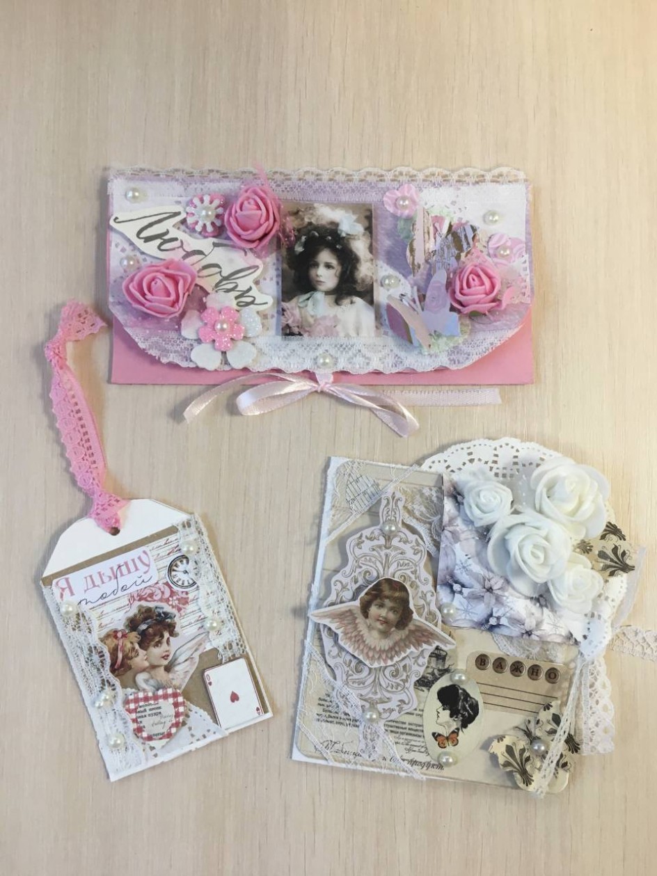 Комплект поздравительных изделий в технике скрапбукинг