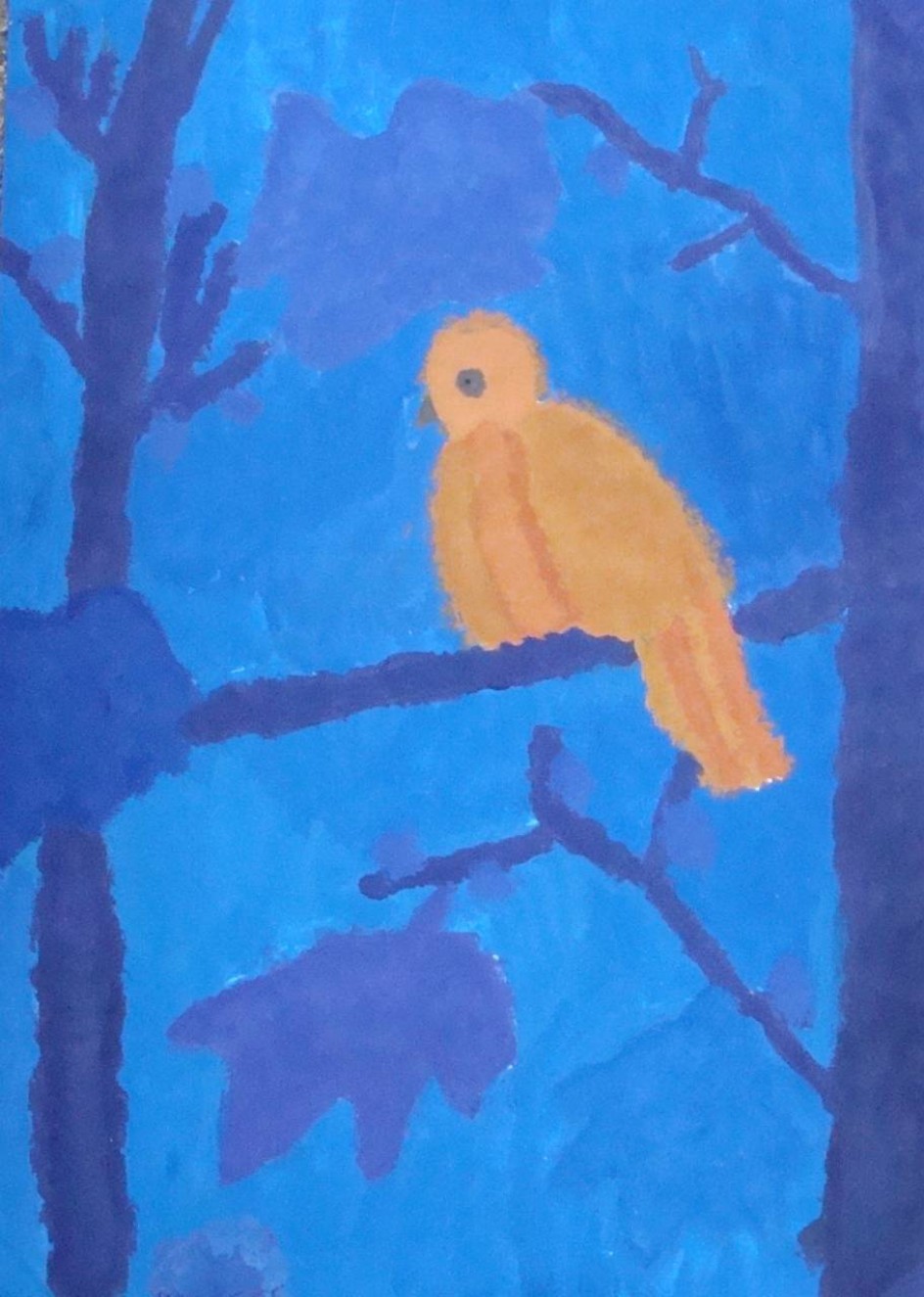 Птица в ночном лесу