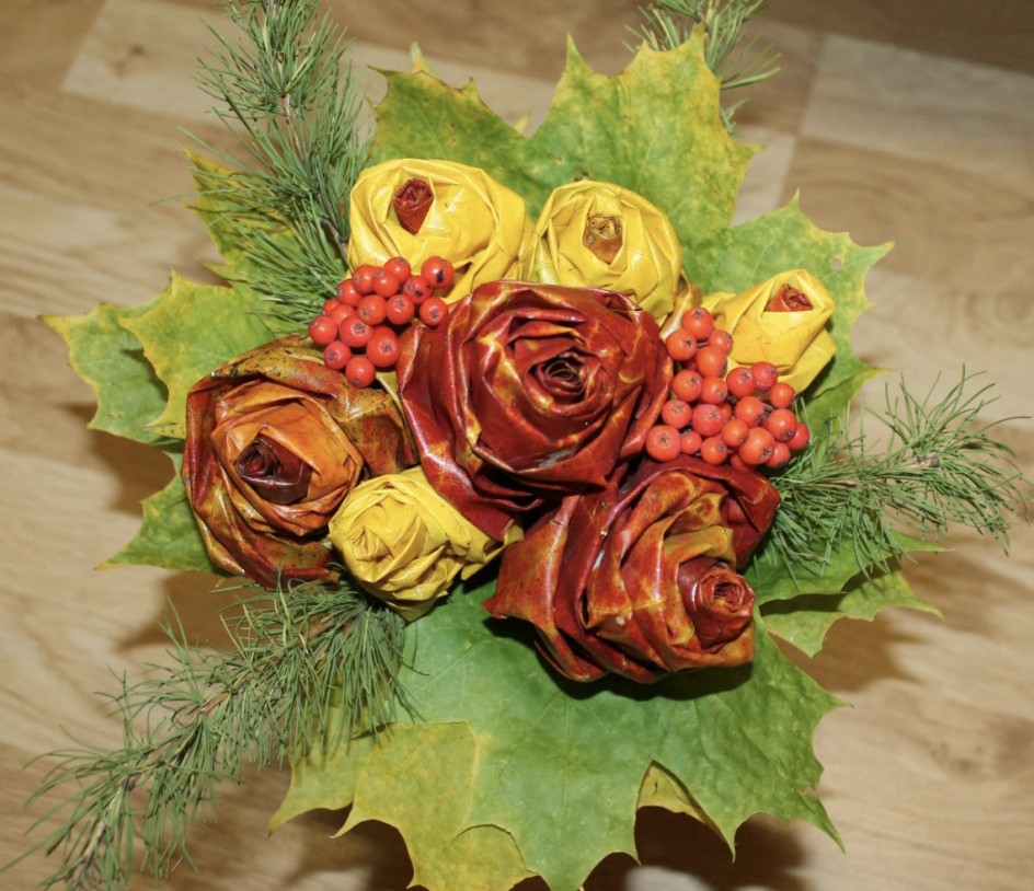 Тепло осени в букете роз