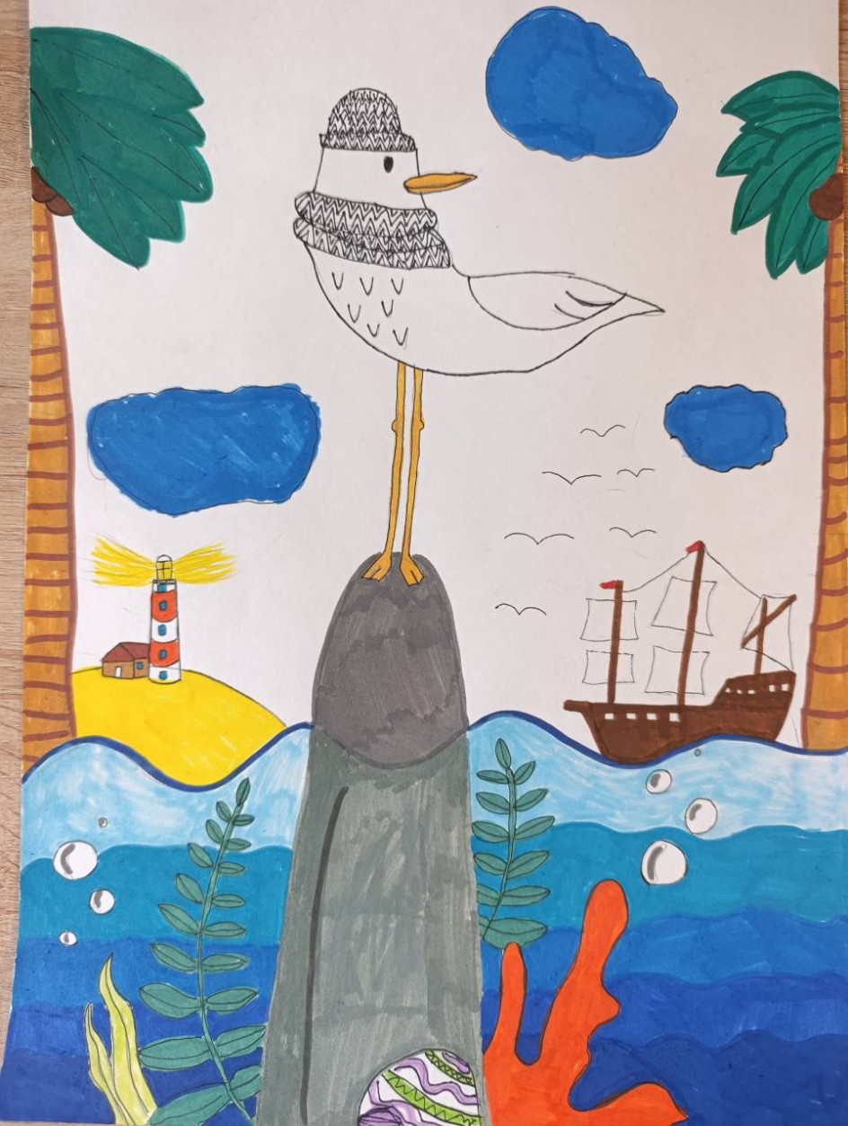 Чайка в голубом просторе